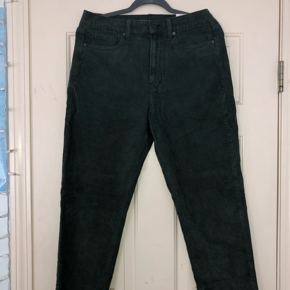 American Eagle Dark Green Corduroy Mom Jean